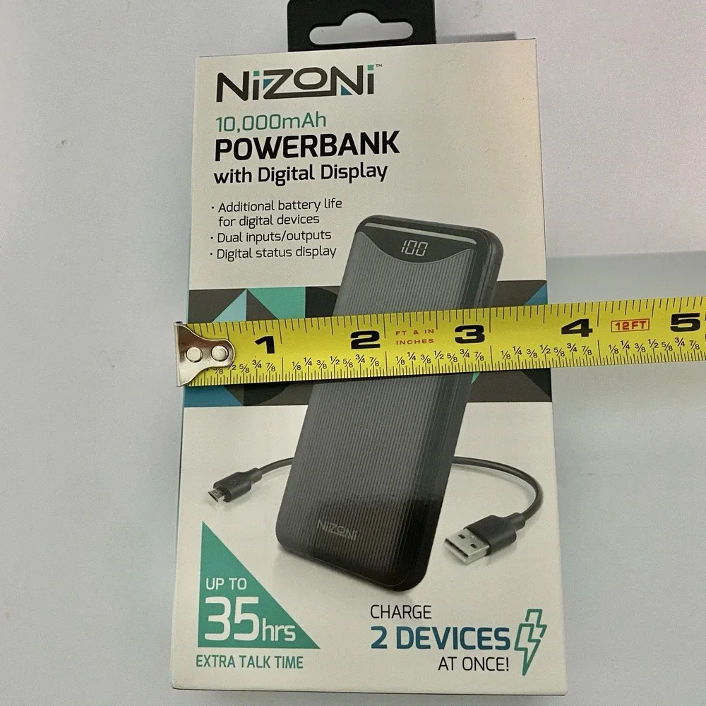 NiZONi 10000mAh Power Bank Portable Charger with Digital Display Dual Output‎